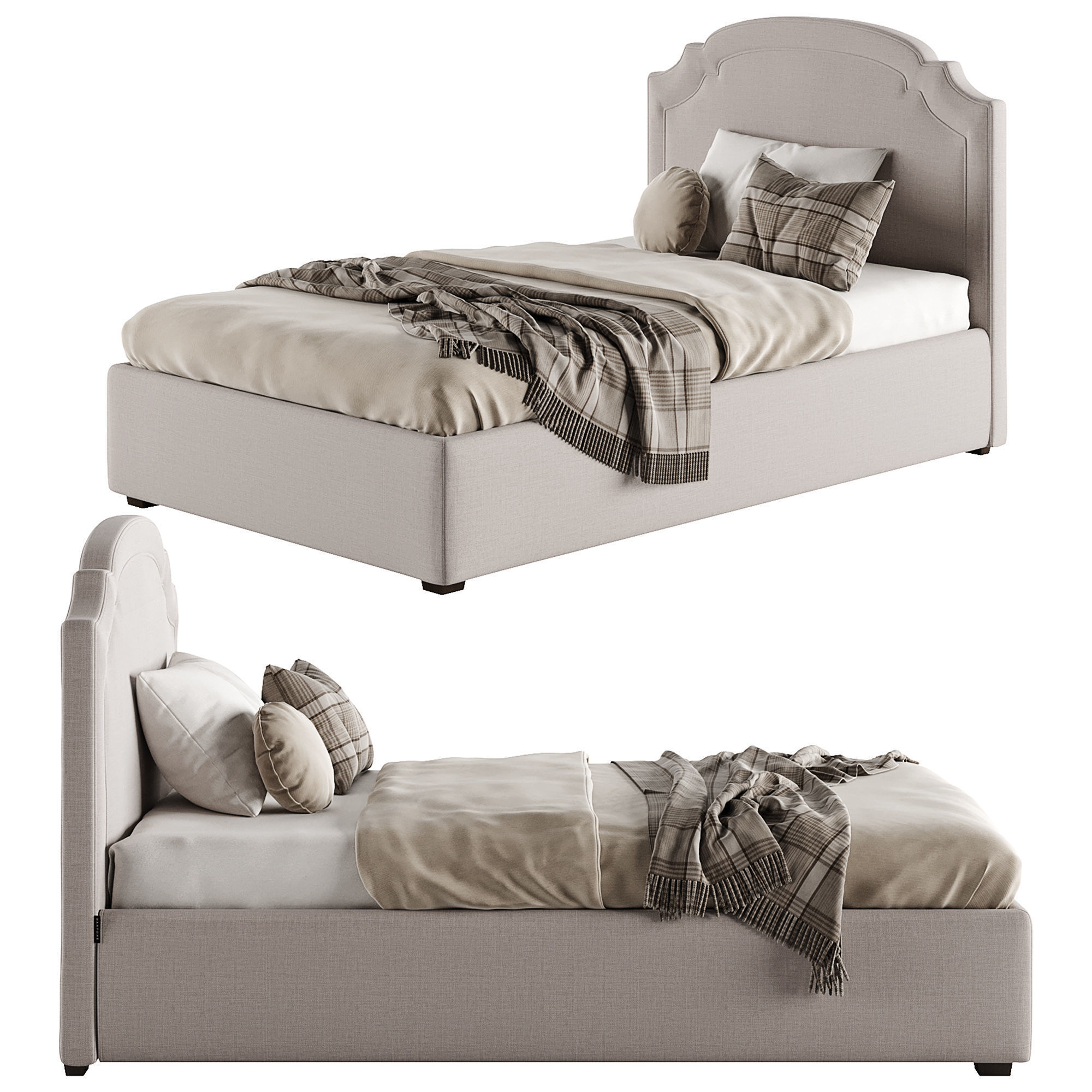 Emily bed with double edging 3D model_3