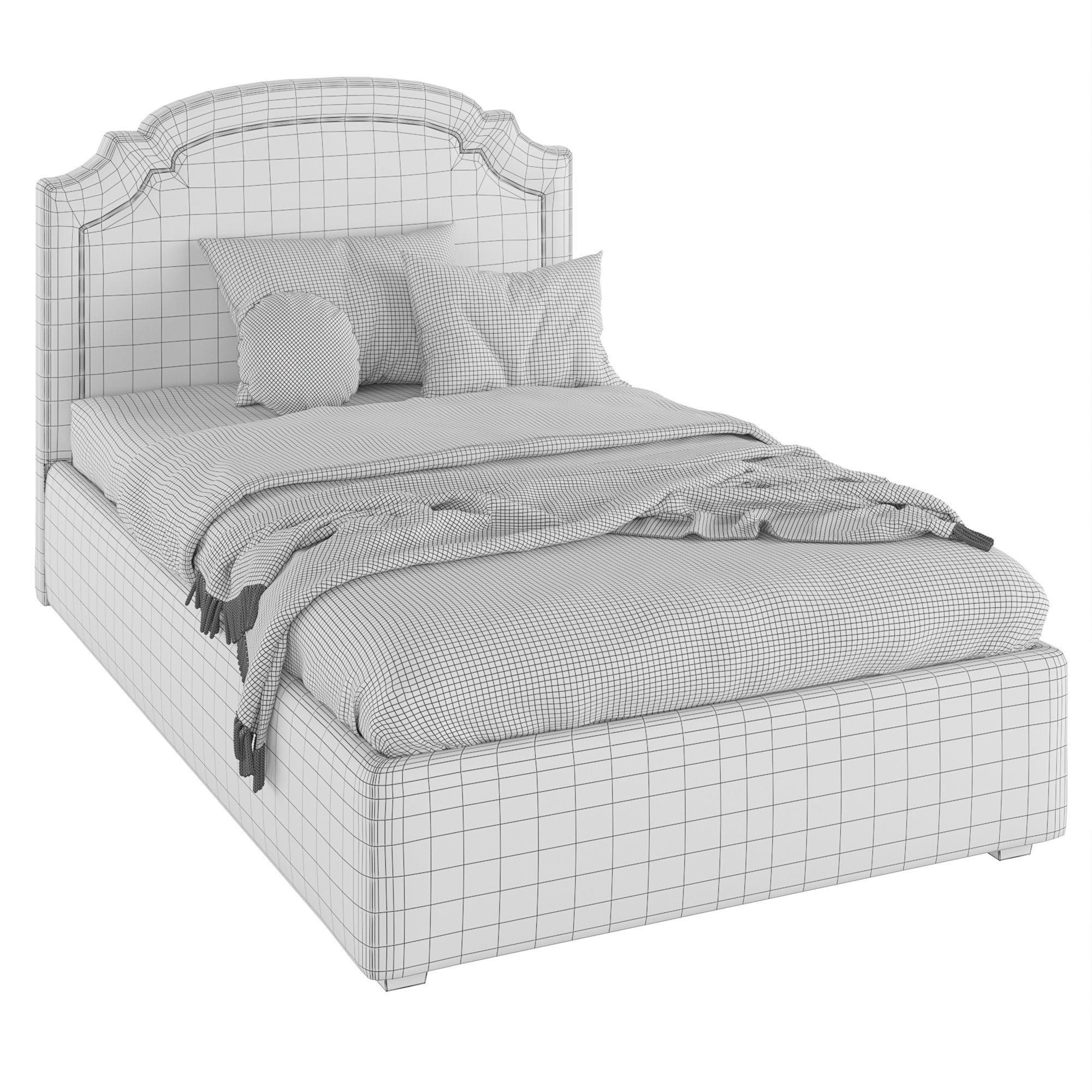 Emily bed with double edging 3D model_2