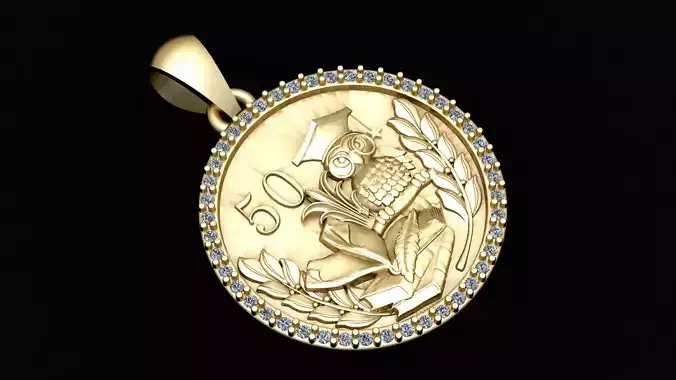 owl coin pendant 3d printable model