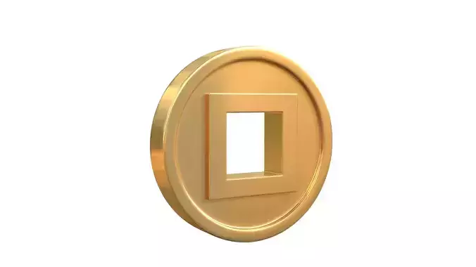Coin with a square hole