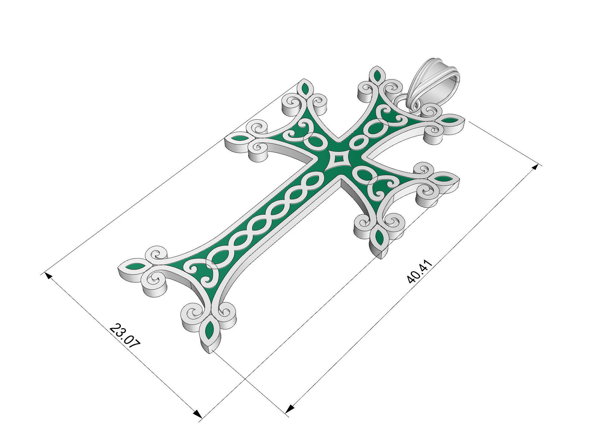 Armenian cross pendant 04 3D print model_3