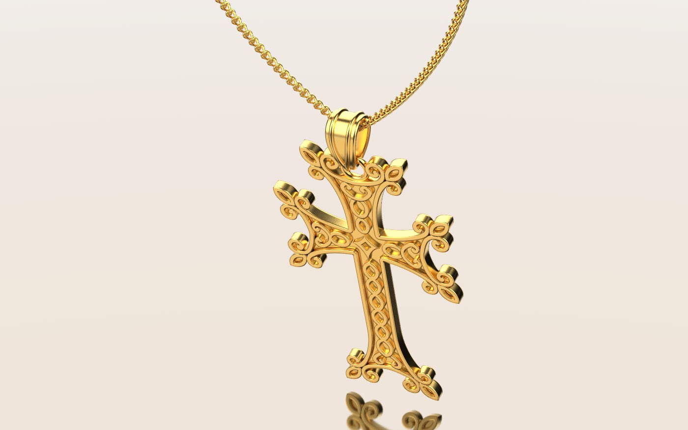 Armenian cross pendant 04 3D print model_2