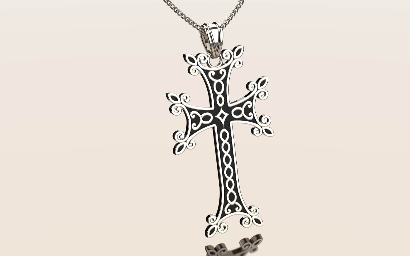 Armenian cross pendant 04 3D print model_1