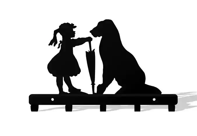 Key hanger girl and dog