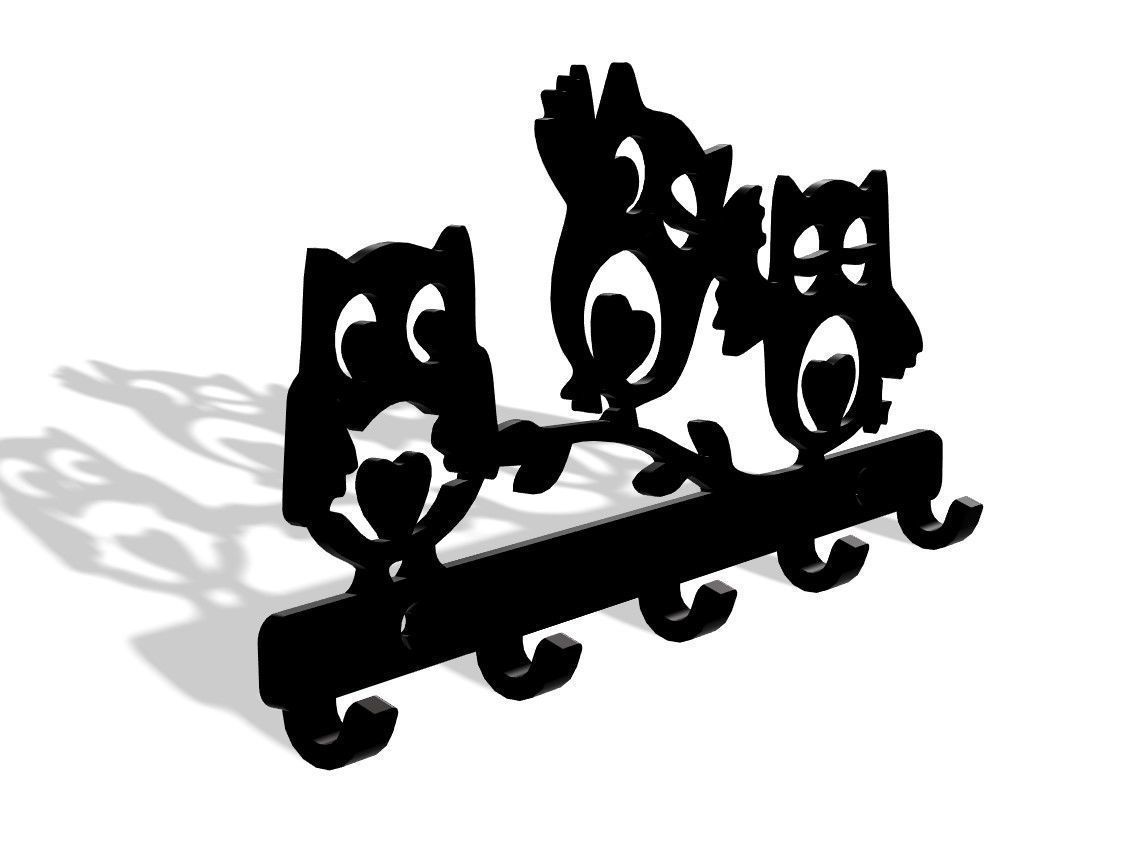 Keyholder Funny owls 3D print model_1