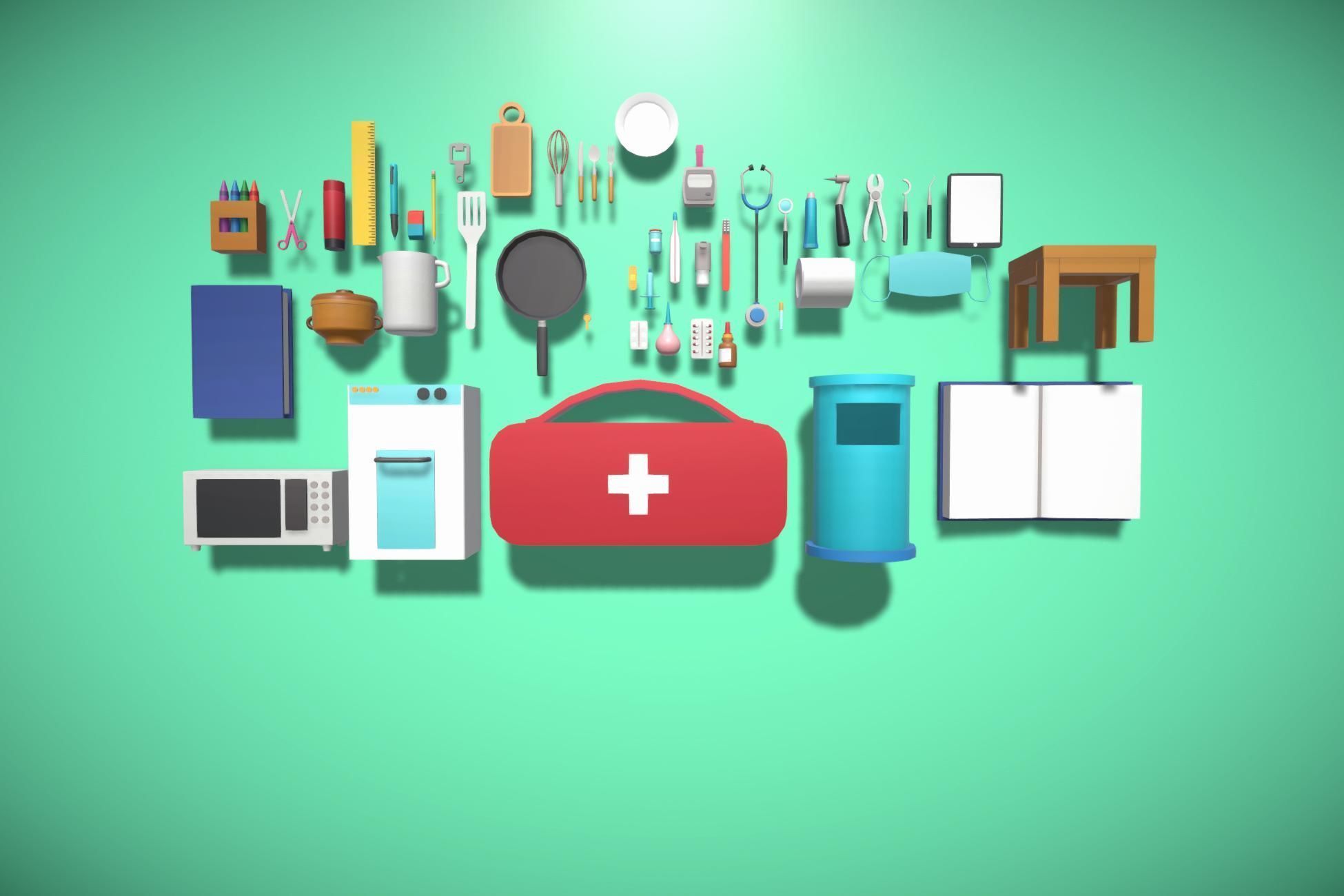 Construction Tools and Equipments Pack Low-poly 3D model_2