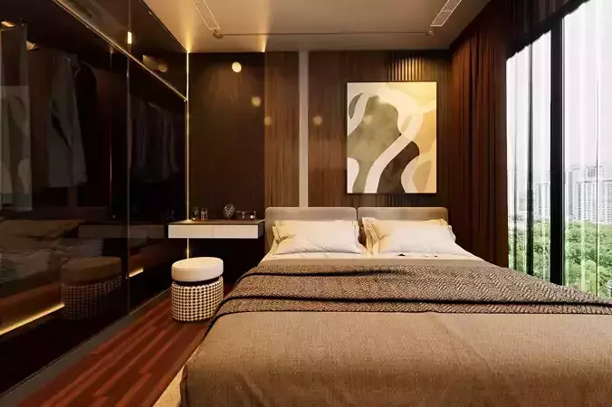 Bedroom interior scene 