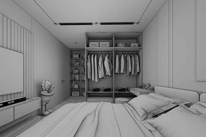 Bedroom interior scene  3D model 3