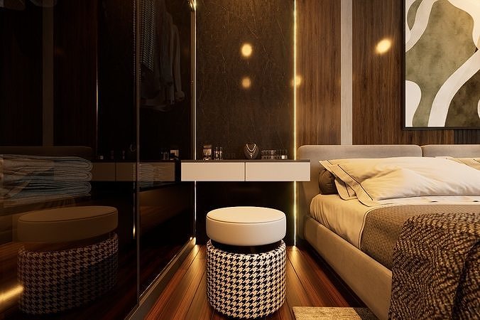 Bedroom interior scene  3D model 6