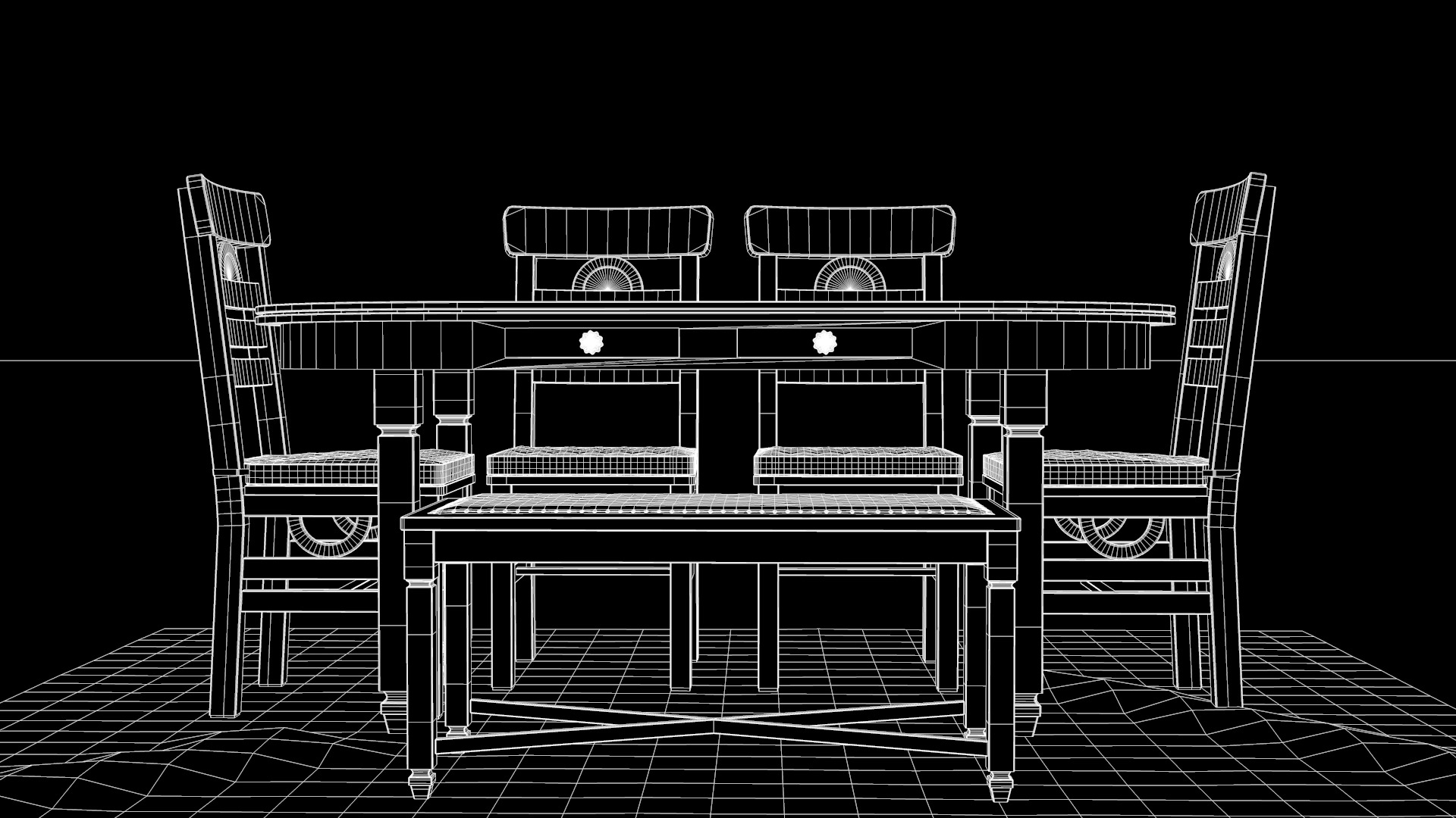 Rustic Dining Table Moon 3D model_7
