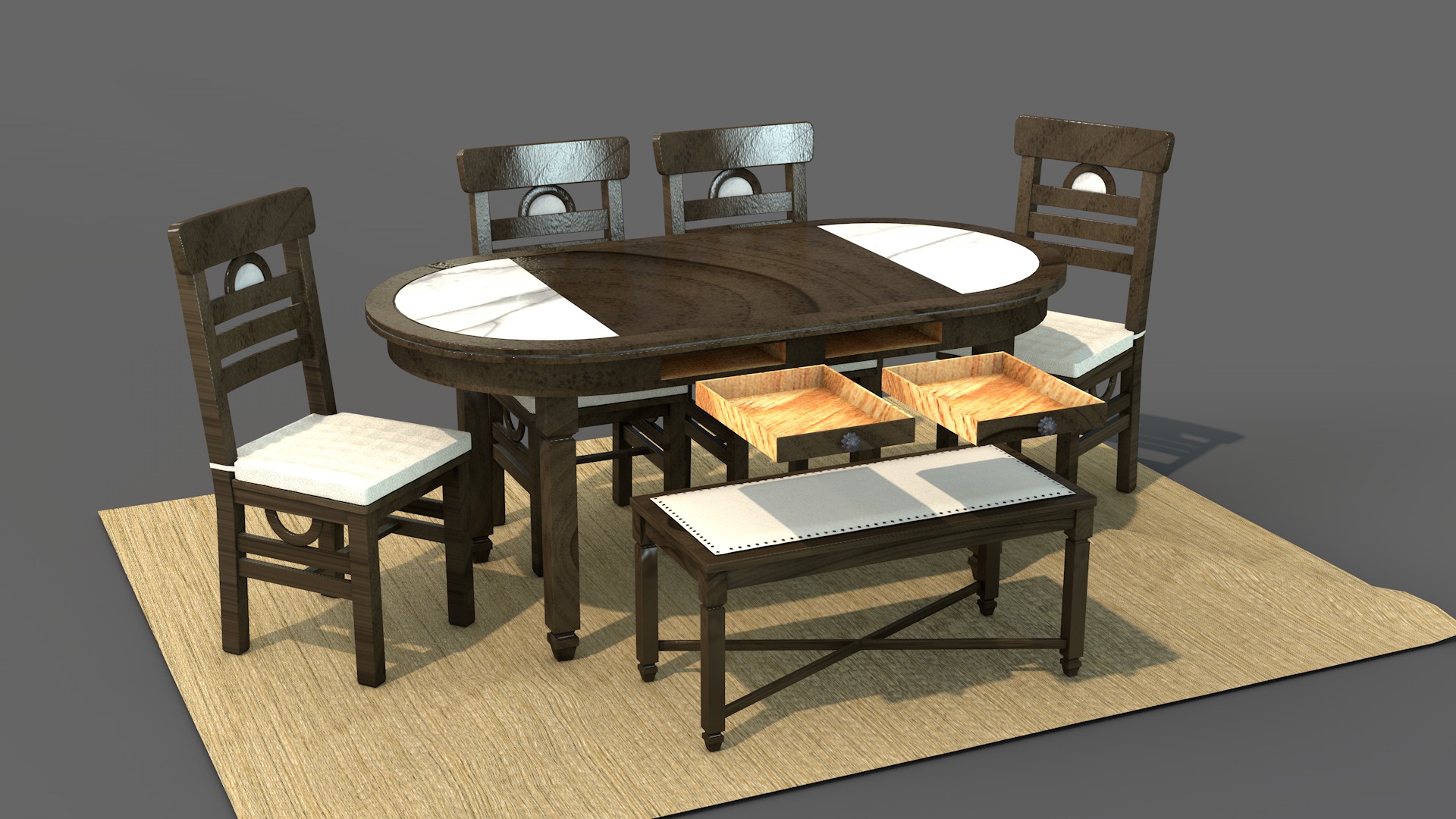 Rustic Dining Table Moon 3D model_5