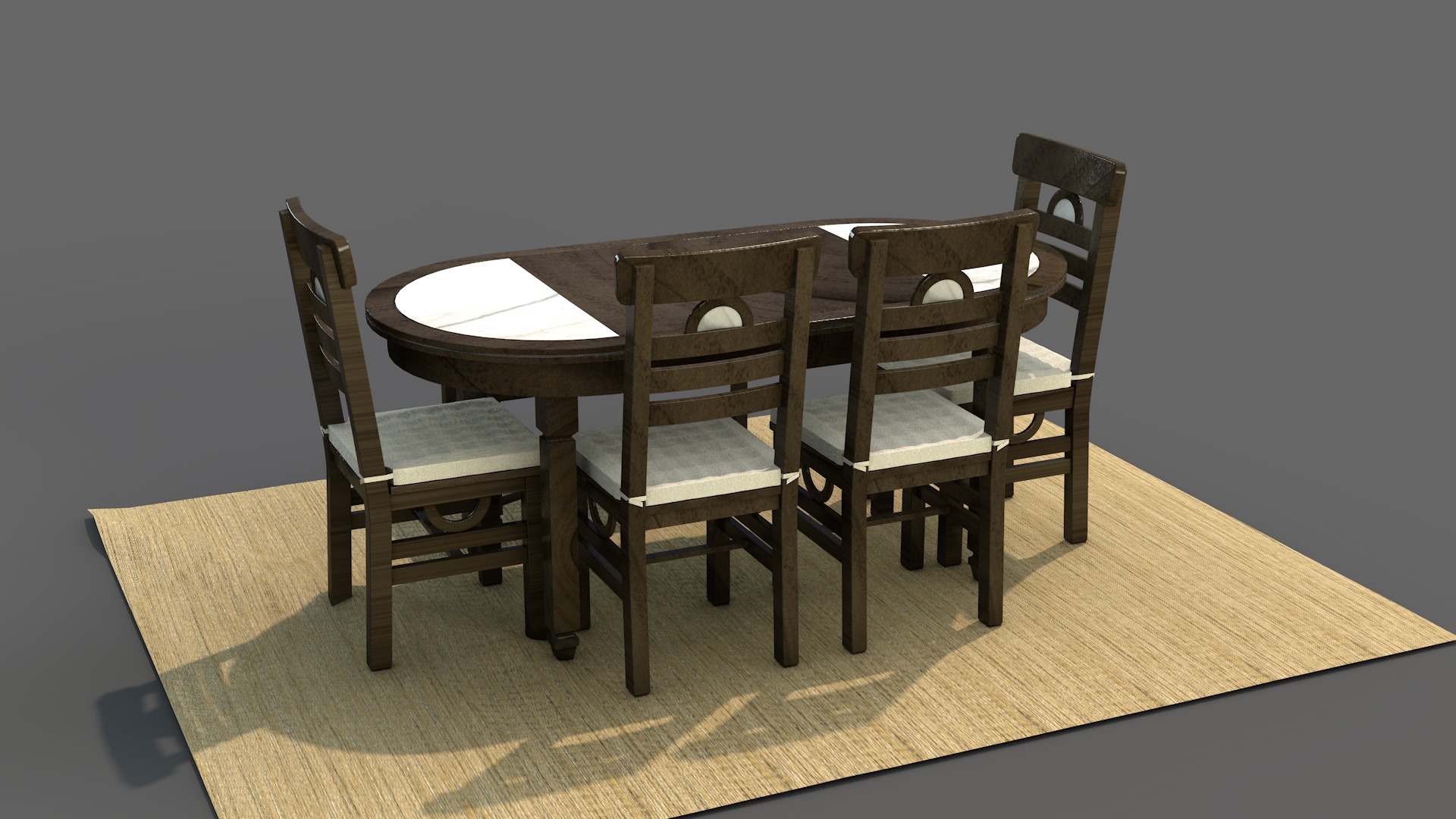 Rustic Dining Table Moon 3D model_4