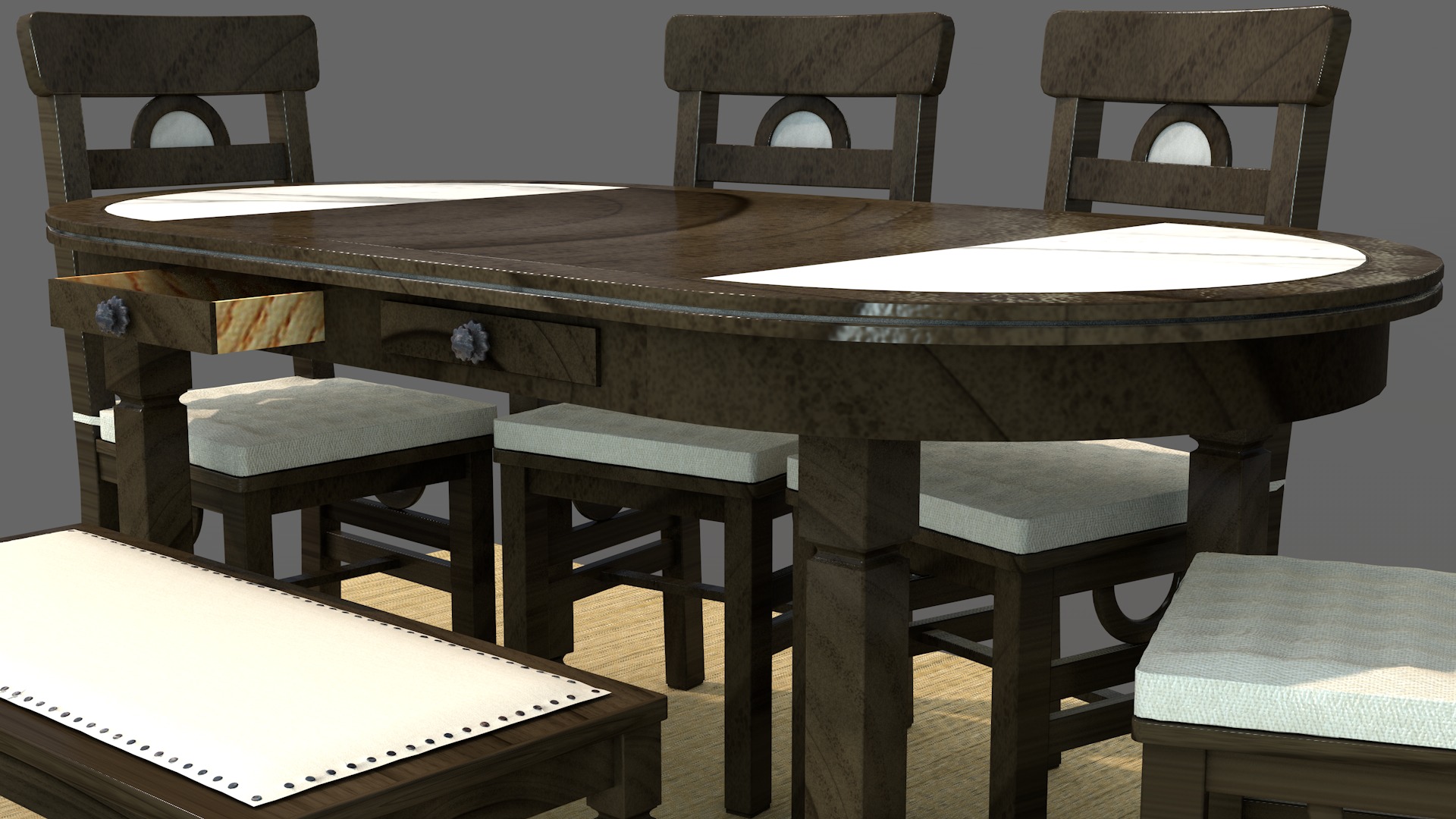 Rustic Dining Table Moon 3D model_12