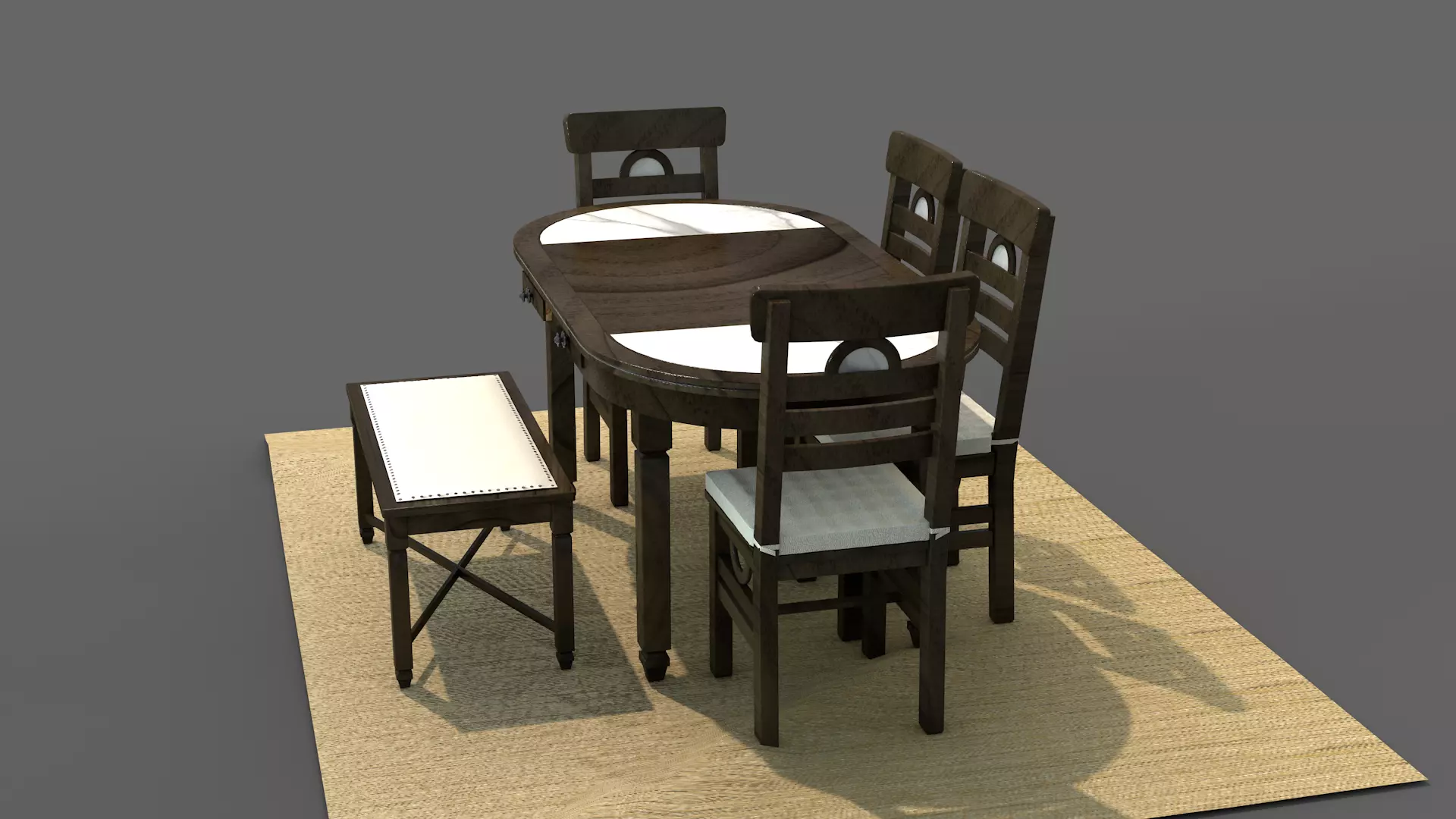 Rustic Dining Table Moon 3D model_0