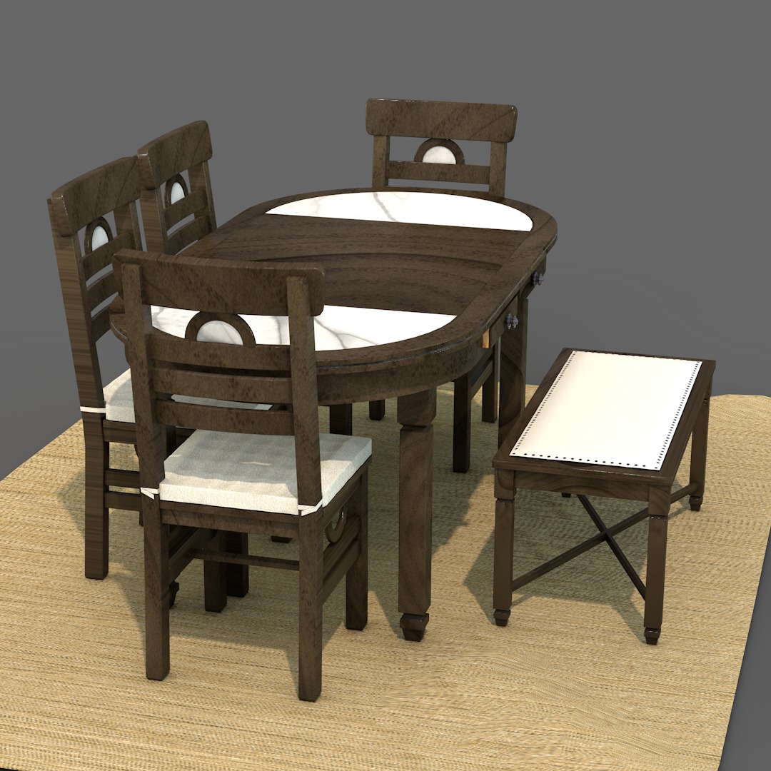 Rustic Dining Table Moon 3D model_11