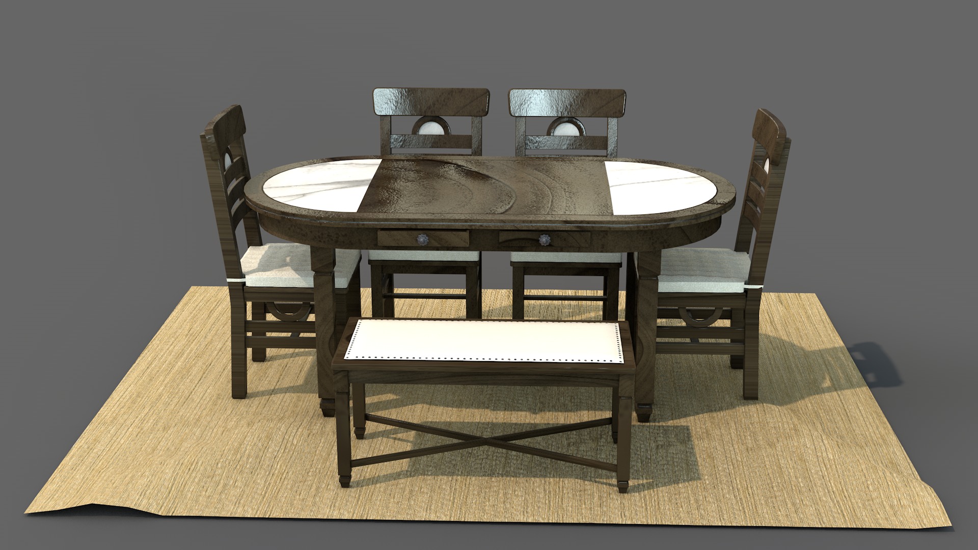 Rustic Dining Table Moon 3D model_3
