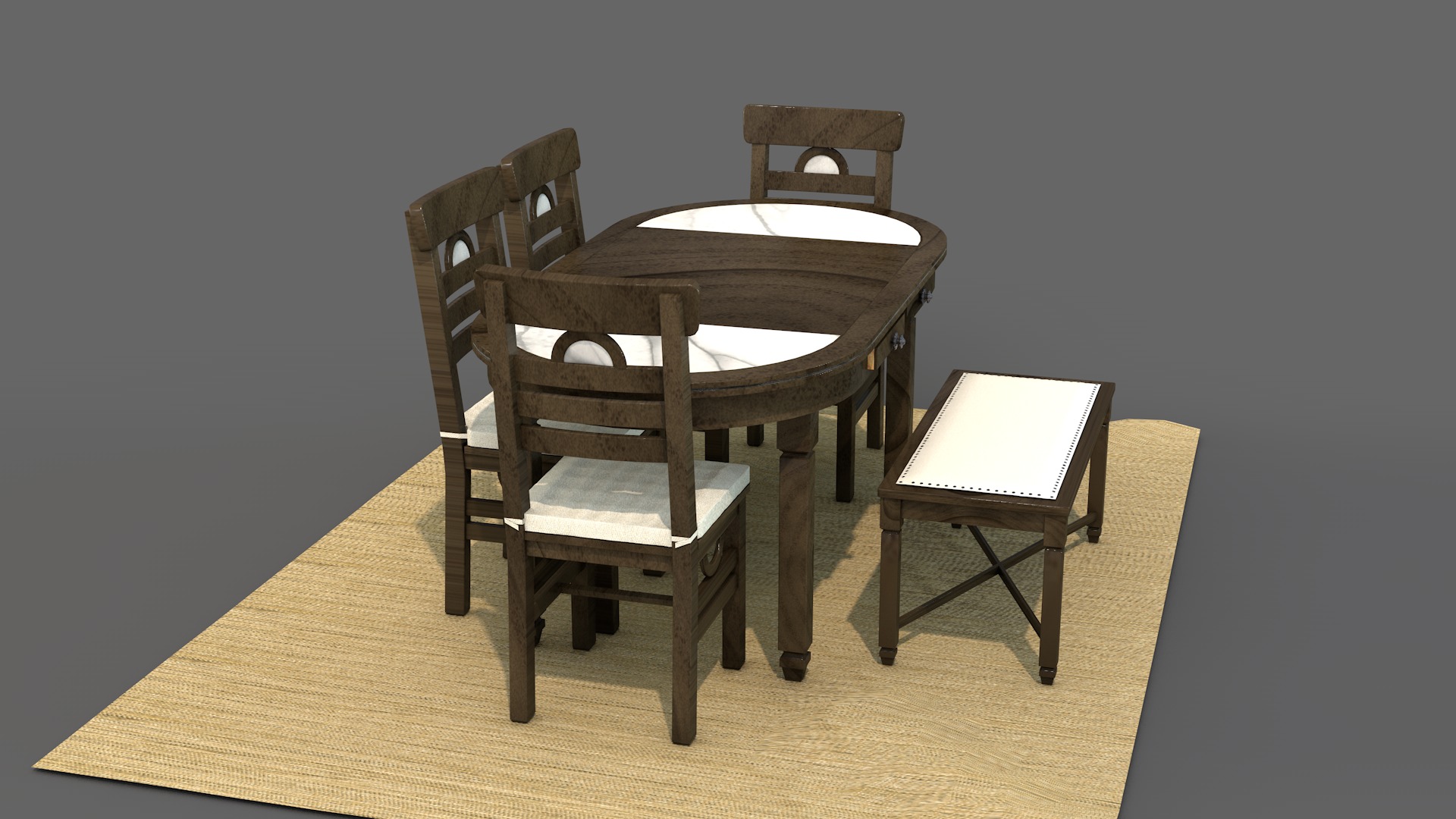 Rustic Dining Table Moon 3D model_1