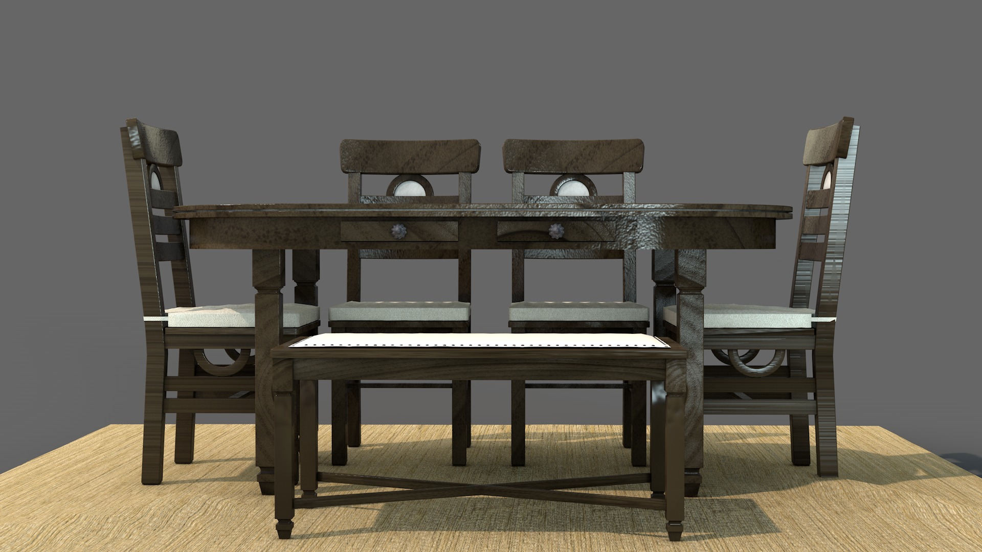 Rustic Dining Table Moon 3D model_6