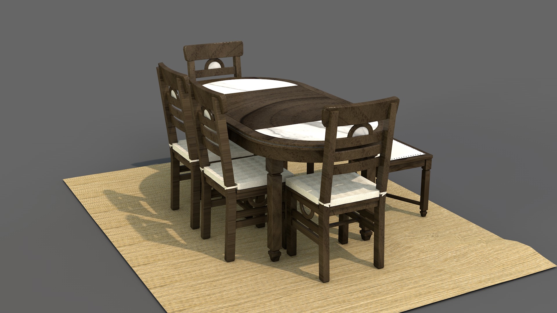 Rustic Dining Table Moon 3D model_2