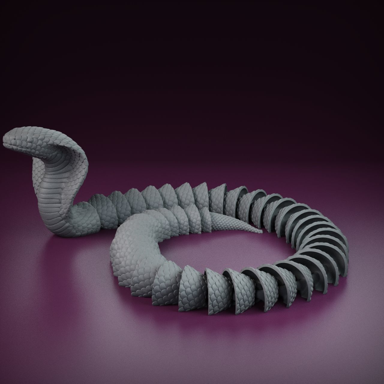 Articulated Flexi Cobra - print-in-place 3D print model_5