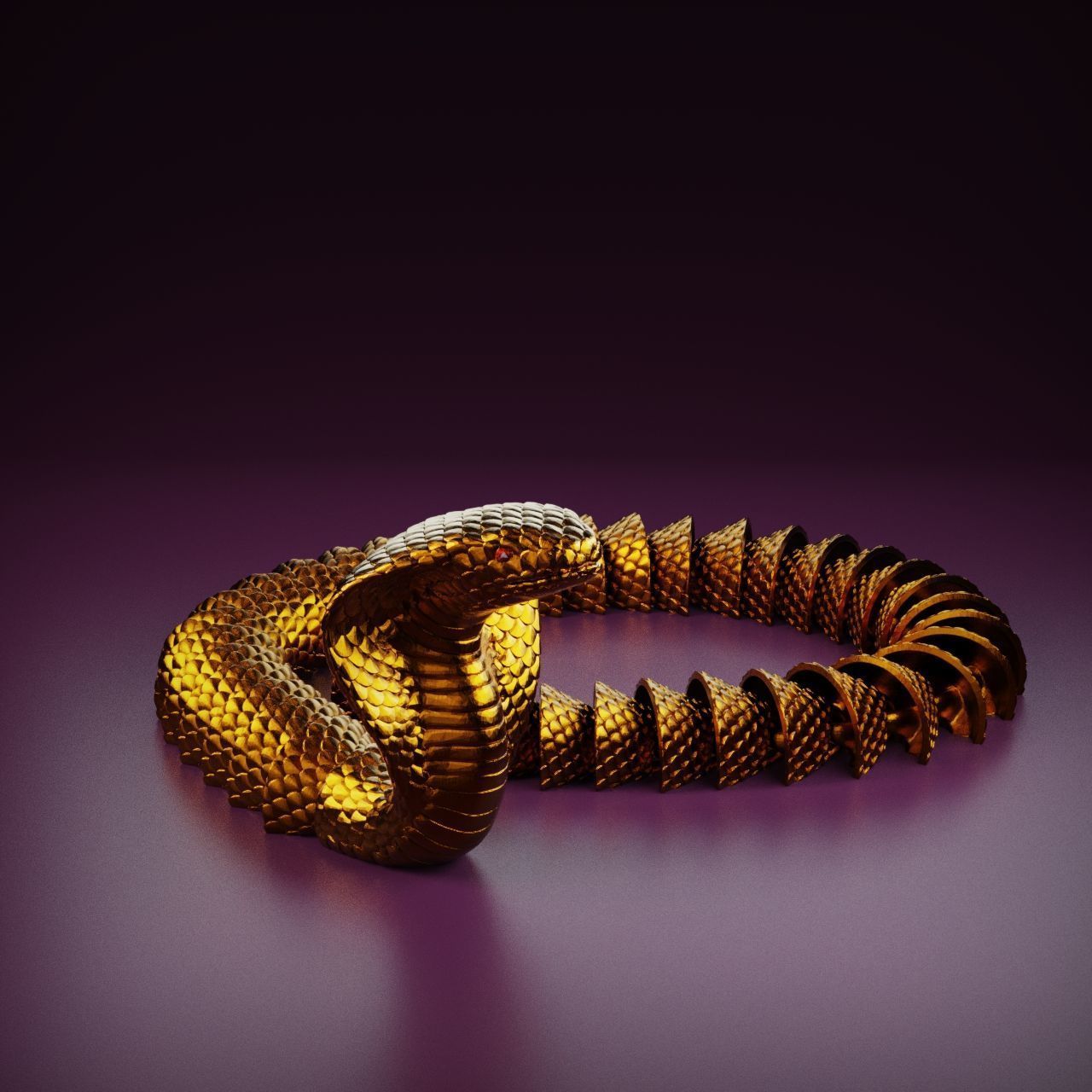 Articulated Flexi Cobra - print-in-place 3D print model_2