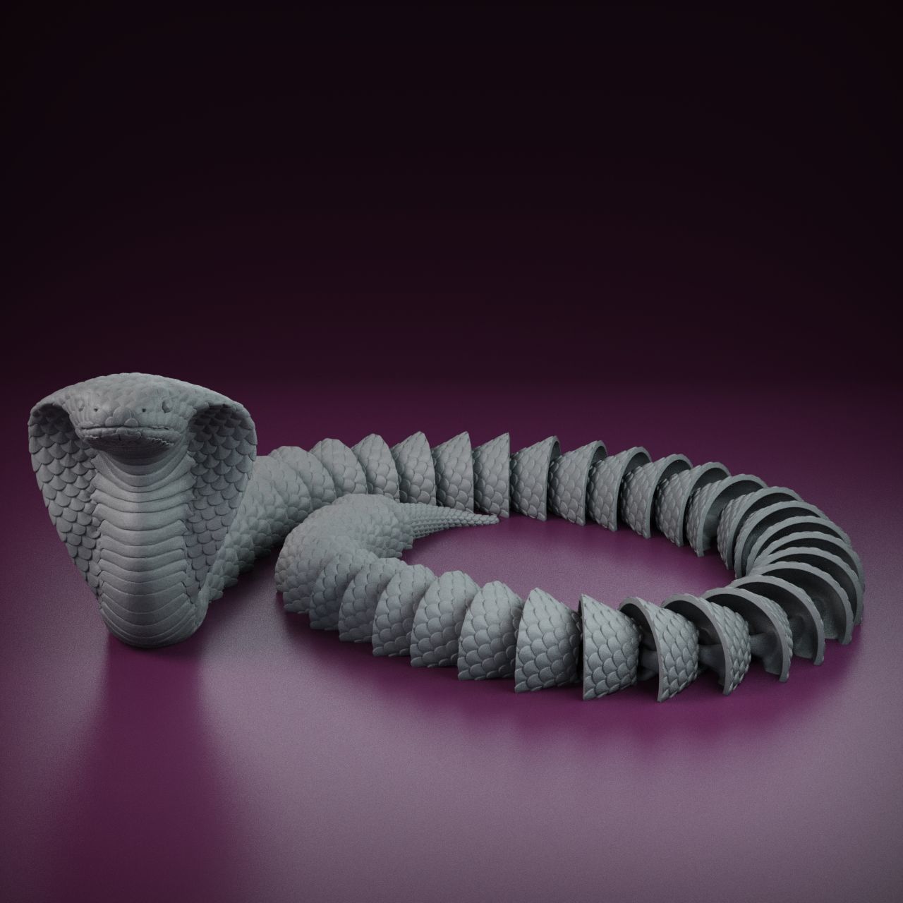 Articulated Flexi Cobra - print-in-place 3D print model_1