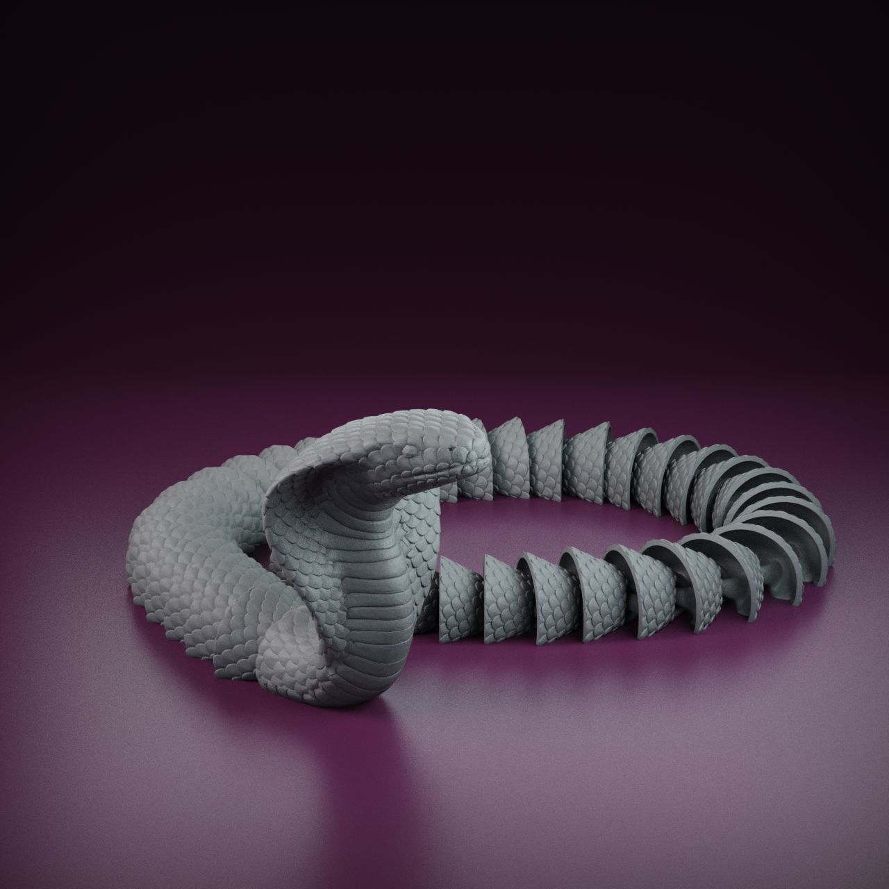 Articulated Flexi Cobra - print-in-place 3D print model_3