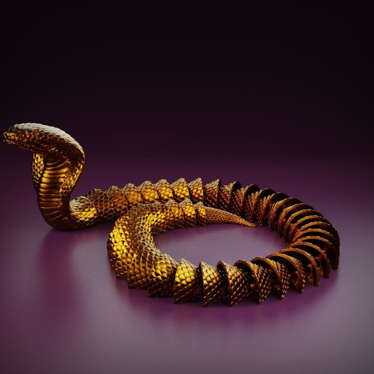 Articulated Flexi Cobra - print-in-place 3D print model_4