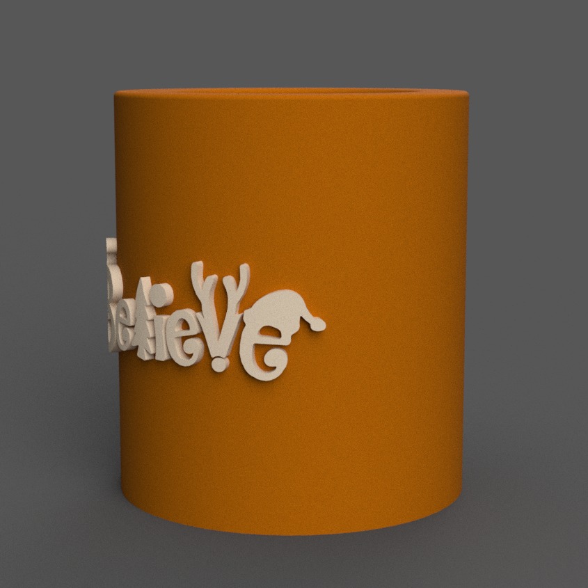 Christmas candle holder with believe relief sharp version 3D print model_2