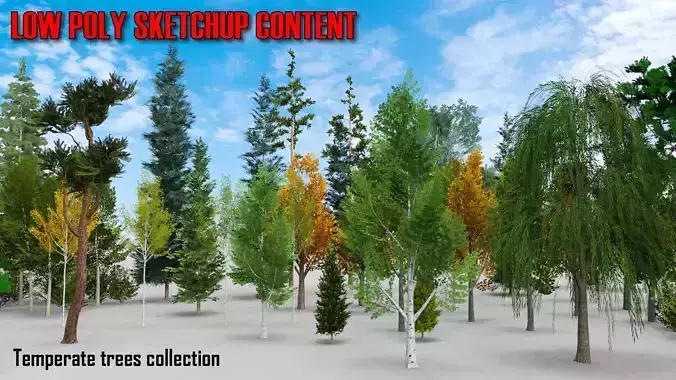 Low Poly Temperate Trees Low-poly 3D model