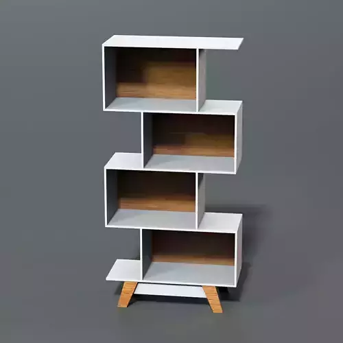 white shelf four niches Low-poly 3D model