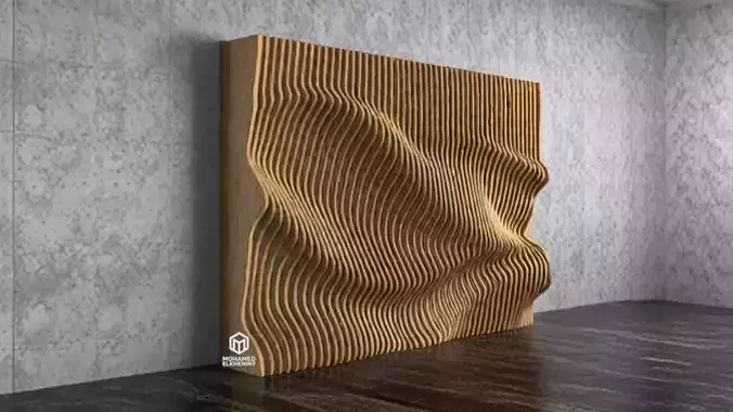 Parametric Wavy Wooden Wall Decor 25 - wood cutting machines  3D model