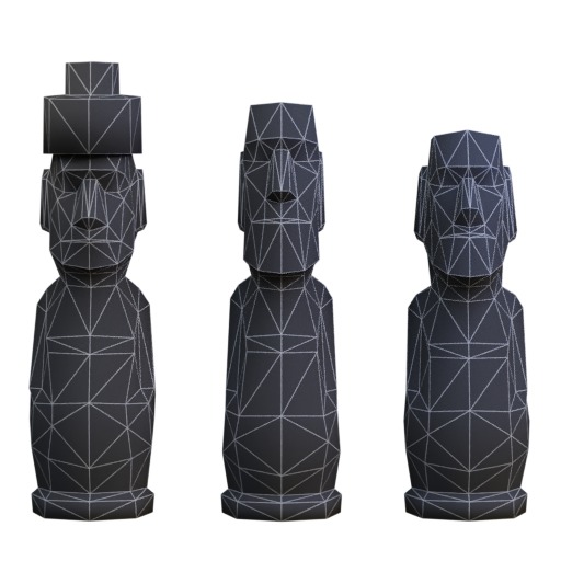 moai statues Low-poly 3D model_5