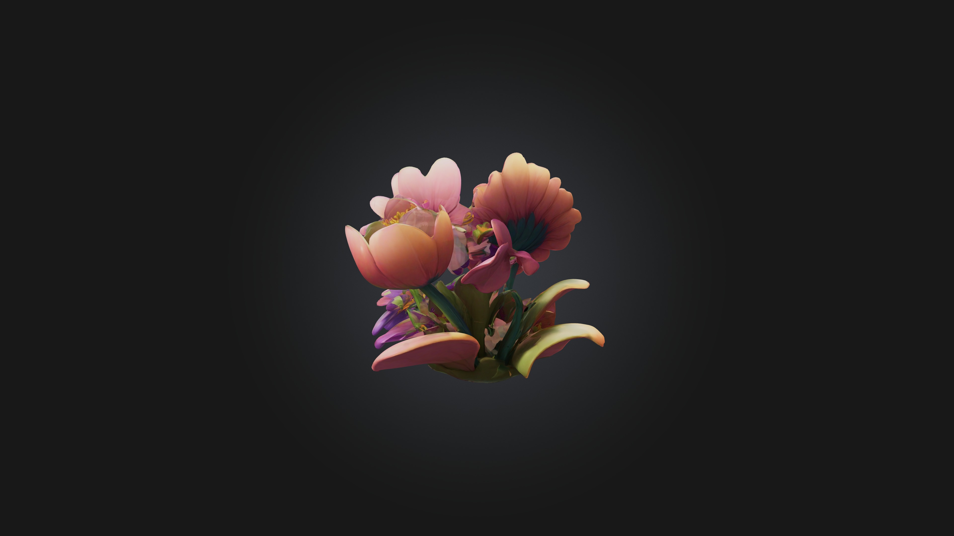 Cartoon Flowers 3D model_4