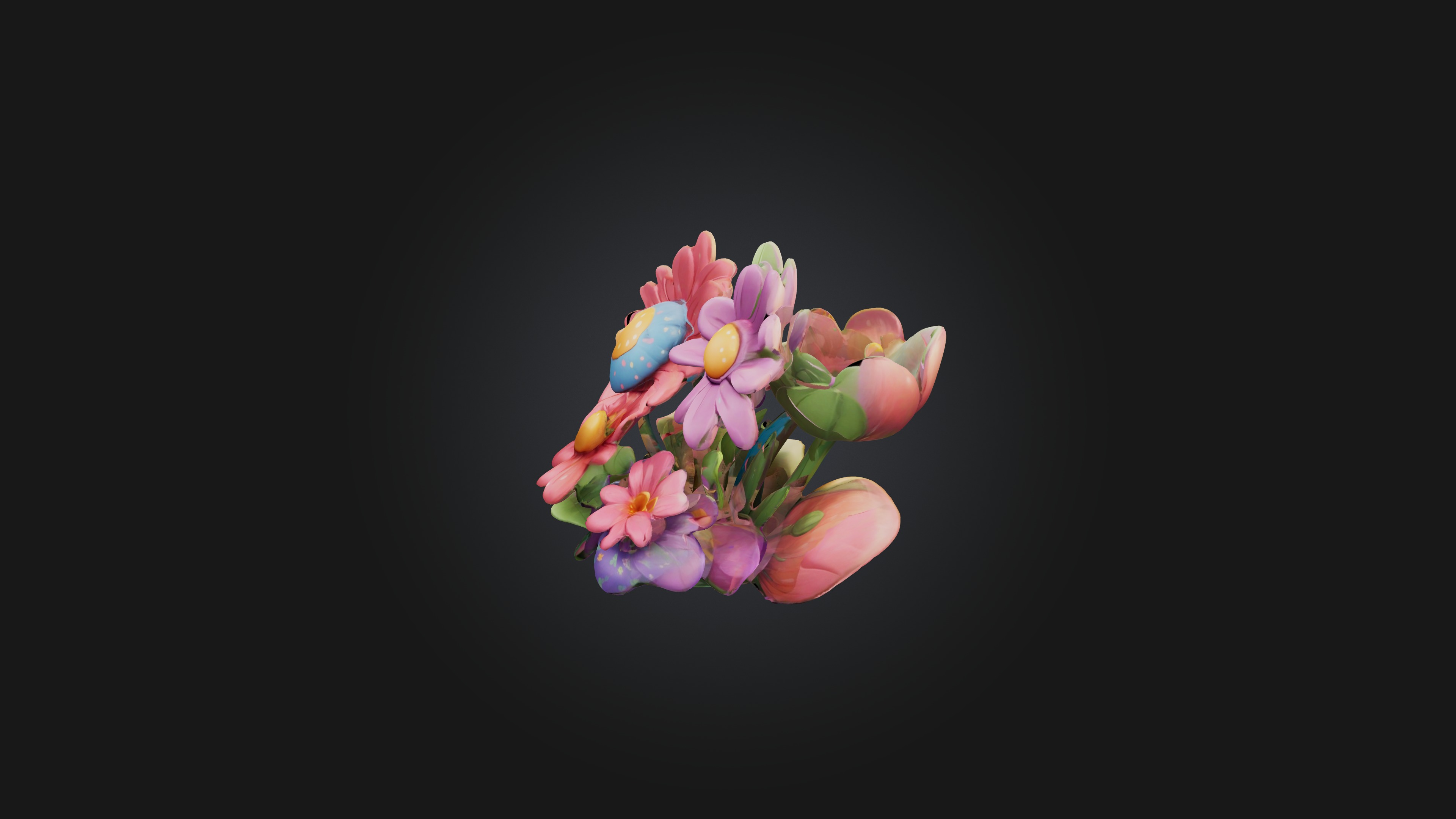 Cartoon Flowers 3D model_1