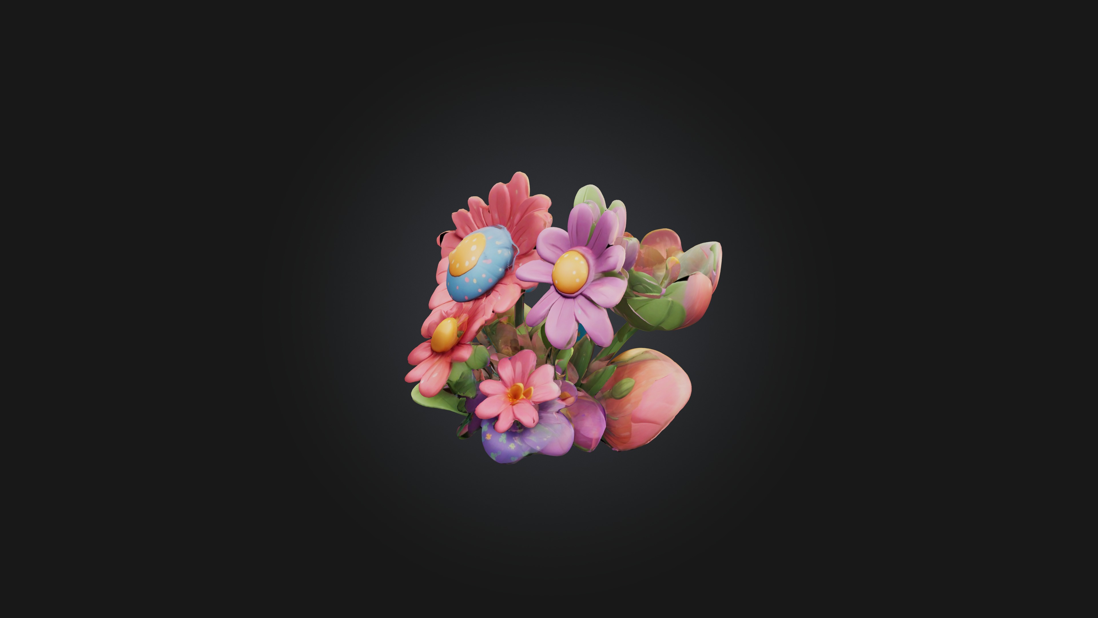 Cartoon Flowers 3D model_6