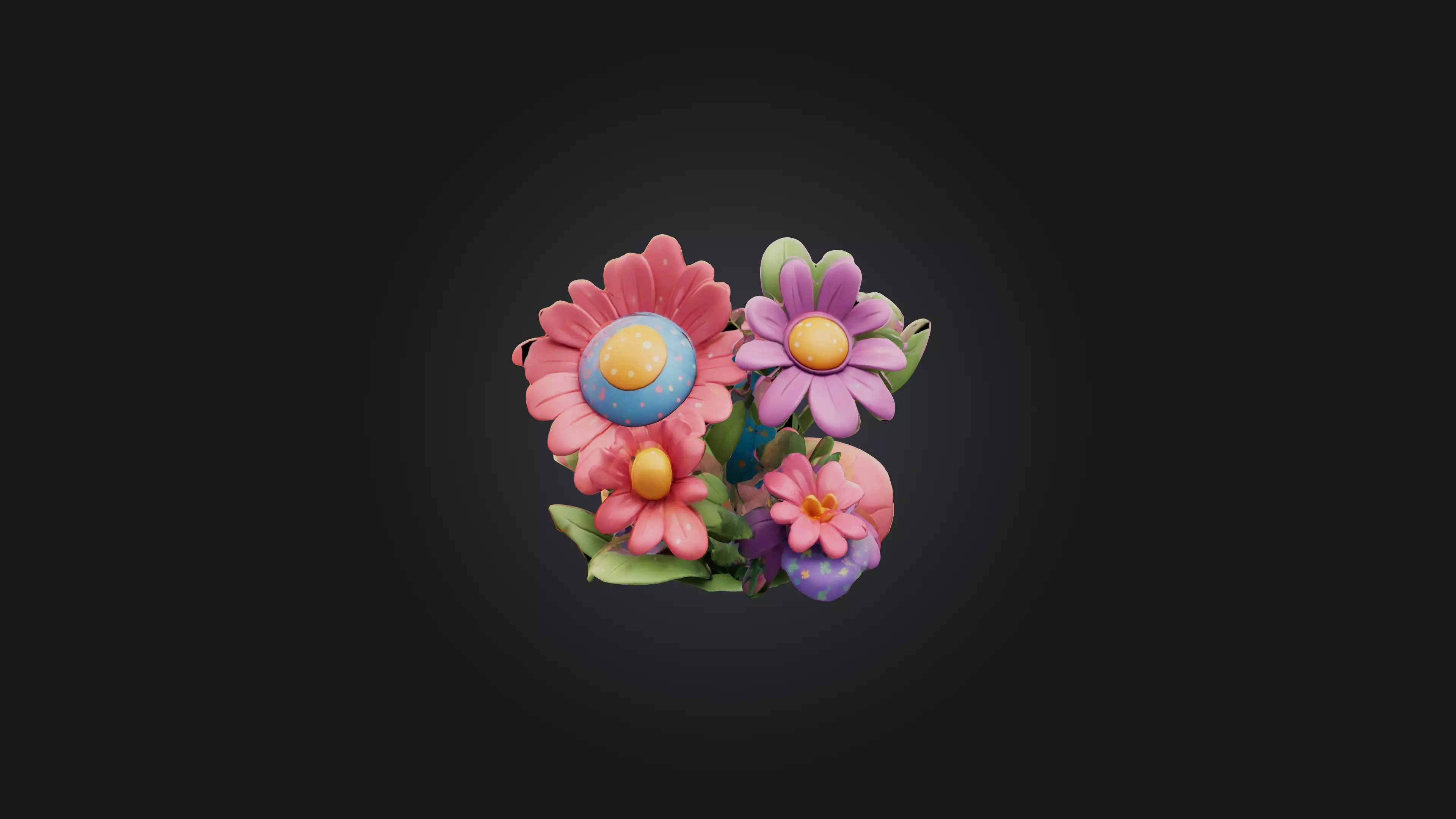 Cartoon Flowers 3D model_0
