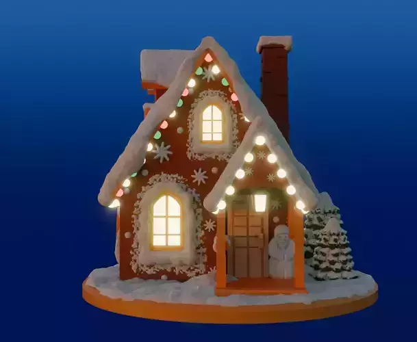 Snowy gingerbread house 3D print model
