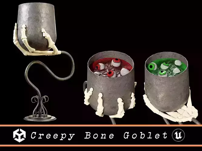 Halloween Creepy Bone Goblet Low-poly 3D model
