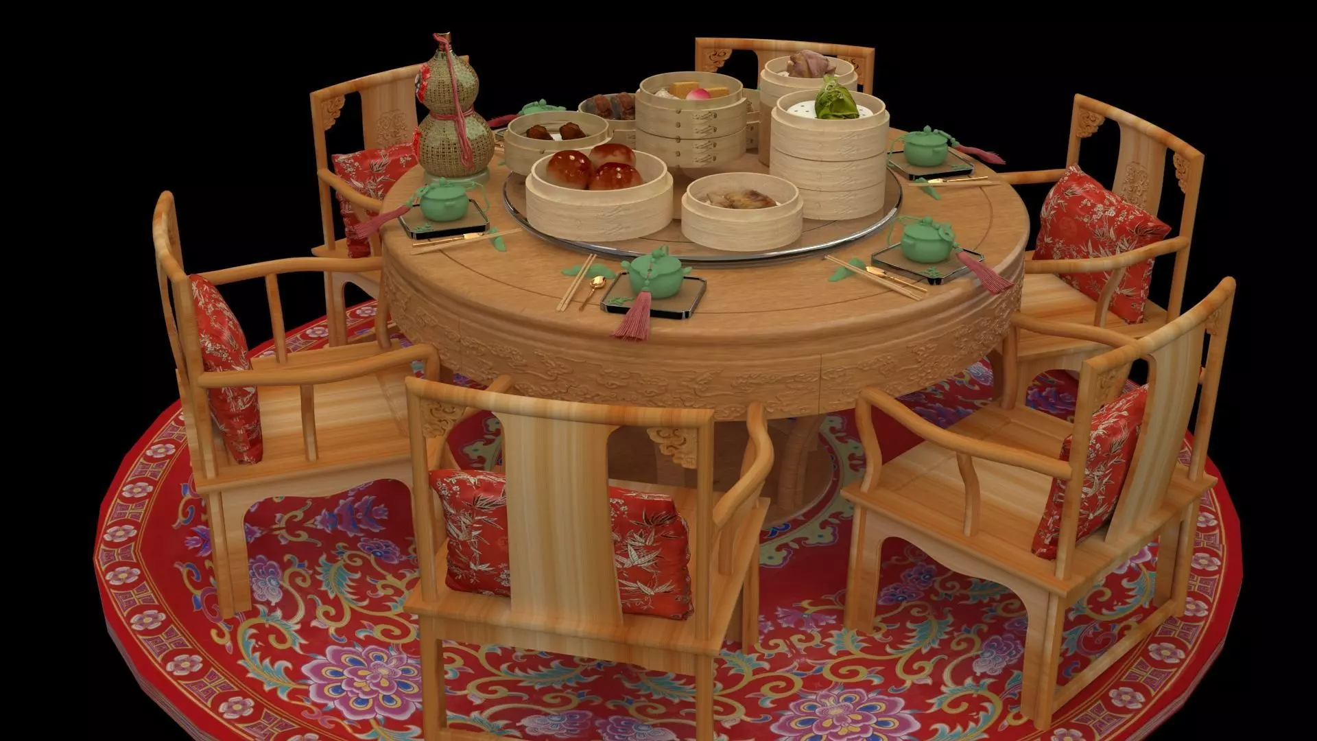 Chinese dim sum table  3D model_0