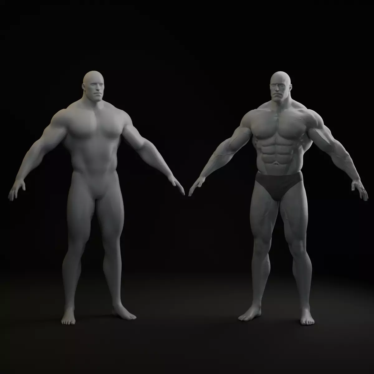 Base mesh bodybuilder Low-poly 3D model