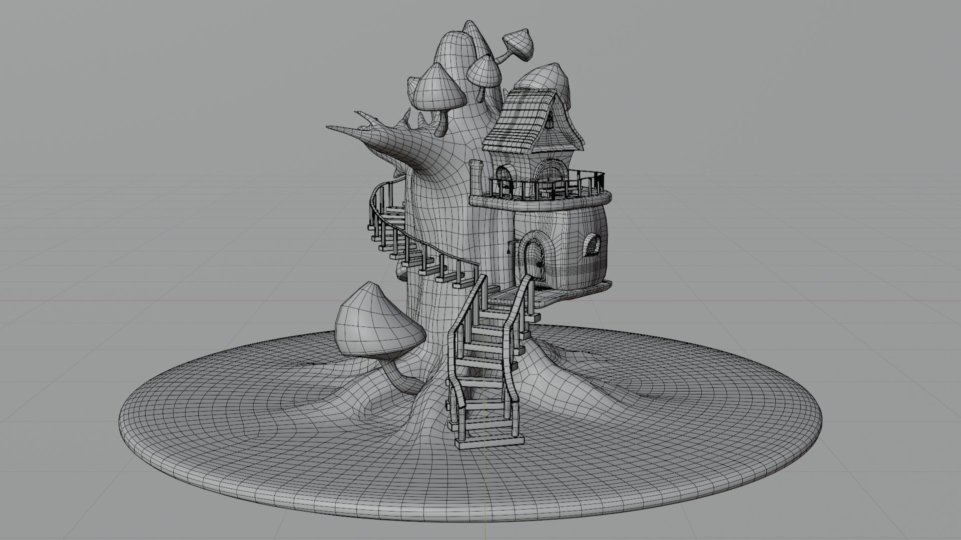 Fairy treehouse Low-poly 3D model_4