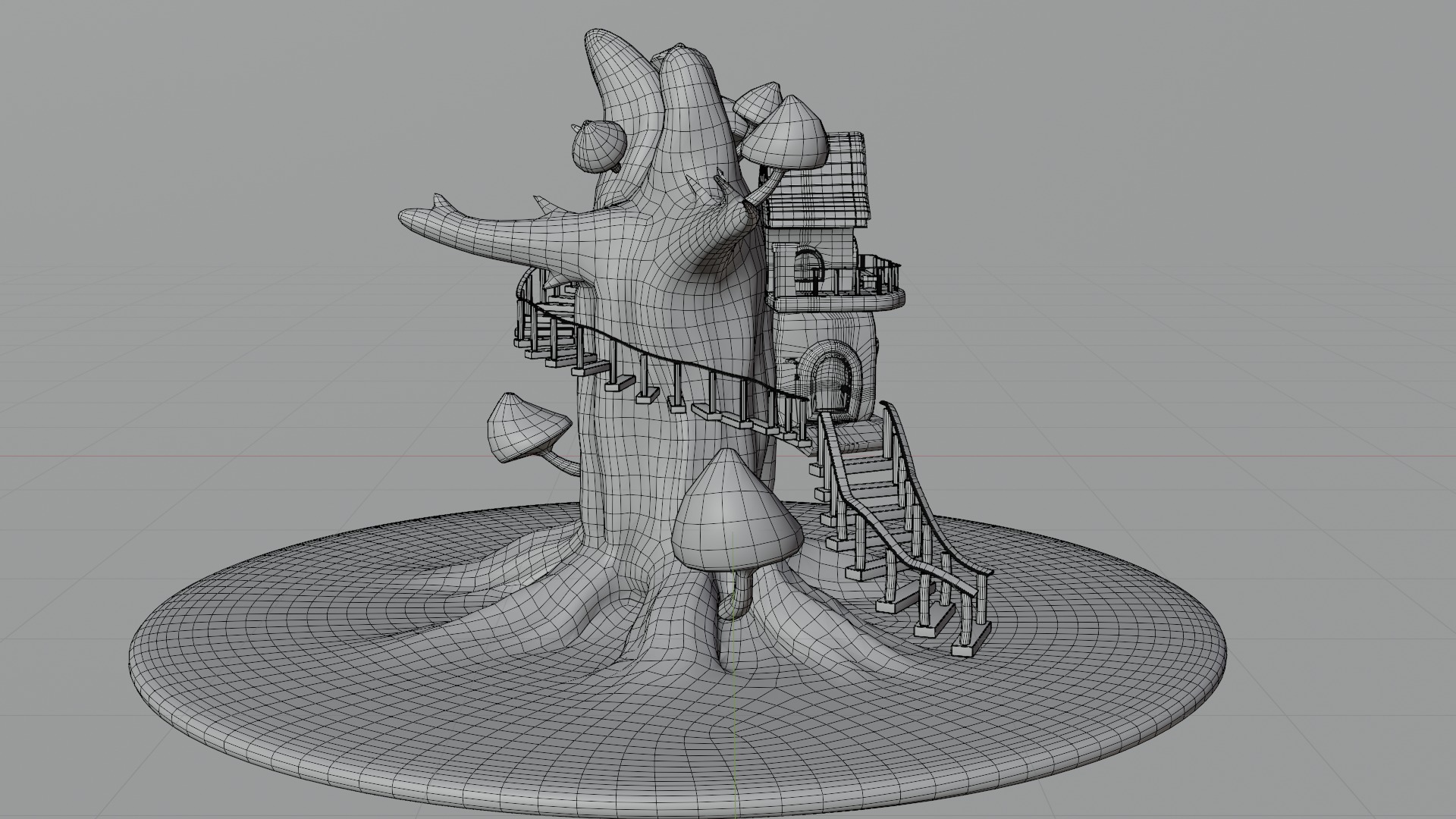 Fairy treehouse Low-poly 3D model_5