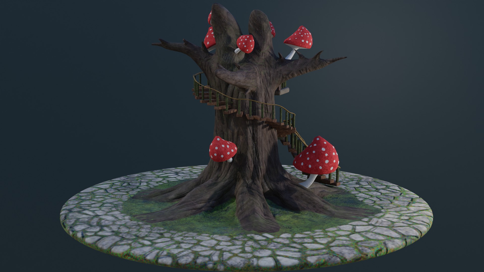 Fairy treehouse Low-poly 3D model_2