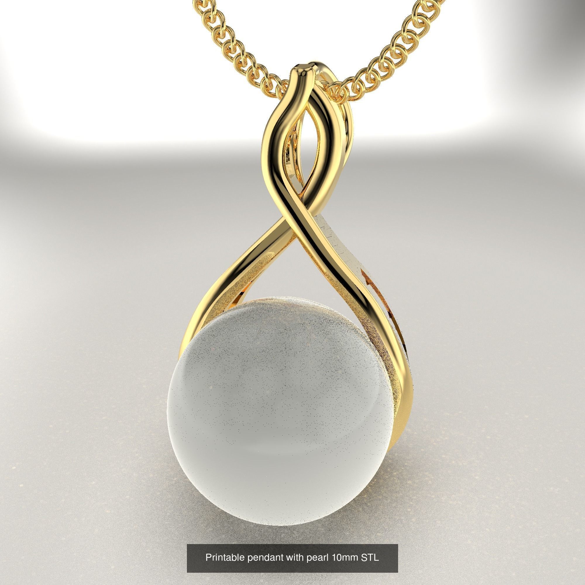 complect infiny with pearl-Ring Pendant Earrings 3D Model Collection_2