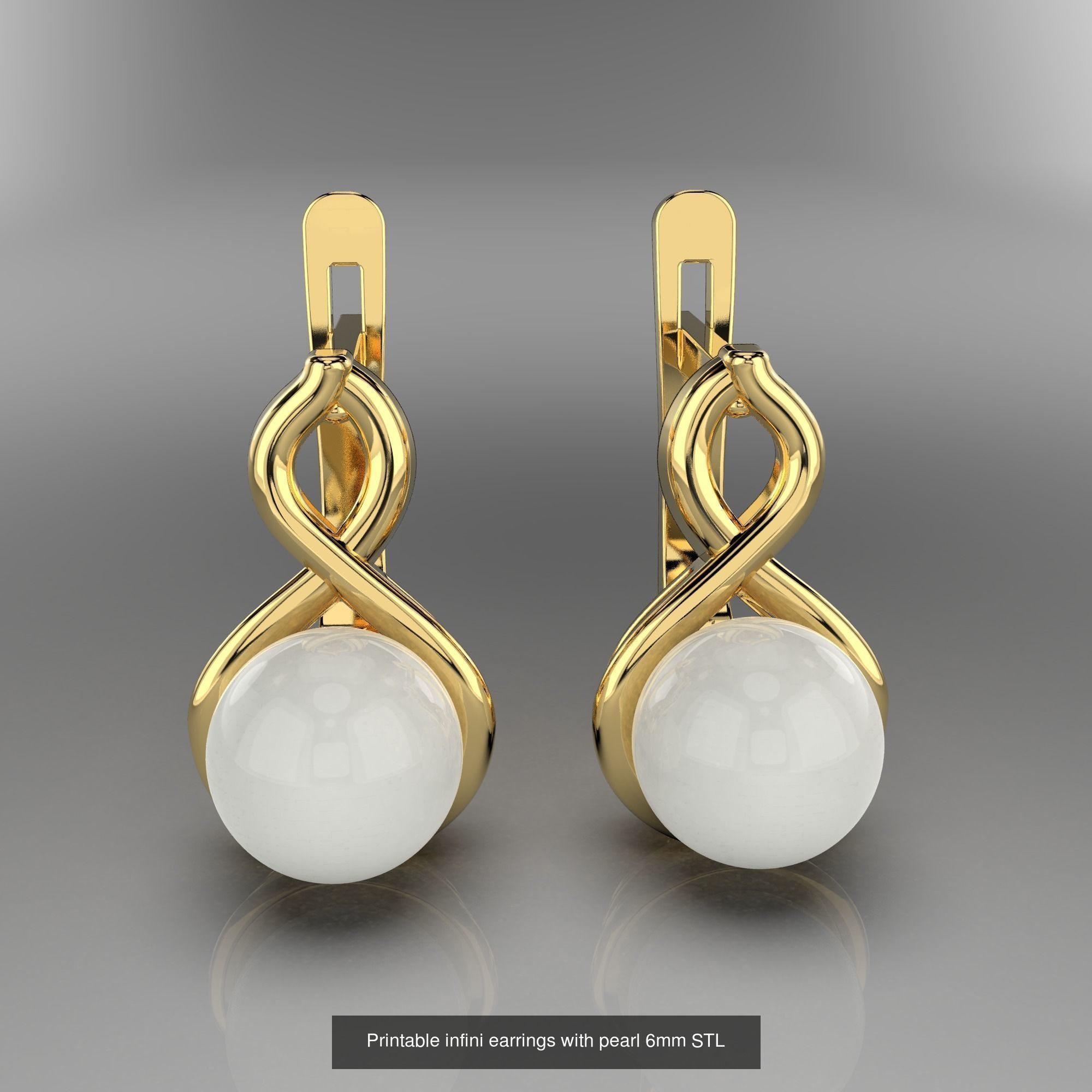 complect infiny with pearl-Ring Pendant Earrings 3D Model Collection_1