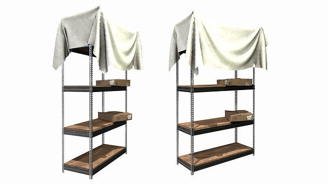 low poly warehouse shelving Low-poly 3D model