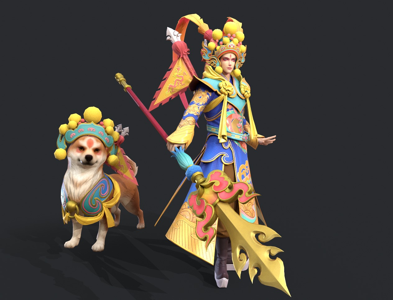 The stage actor and his dog 3D model_4