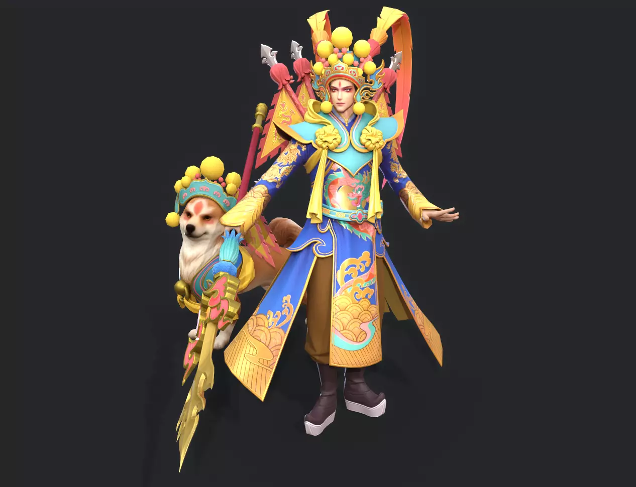 The stage actor and his dog 3D model_0