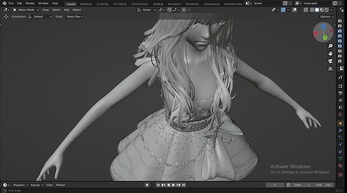 HighDetail Anime Girl Cute-T Pose UVMapped Resell Hot Base Asset